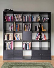 IKEA Kallax Regal/Raumteiler, 5x5, schwarzbraun, 5 Türeinsätze, guter Zustand