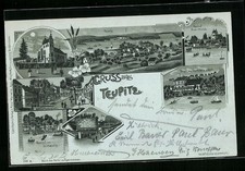 Lithographie Teupitz, Tornows Idyll, Gasthof v. W. Marwitz, Gasthof v. Frau Men 