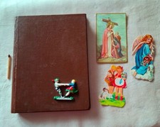 altes Poesie Album 2 Glanzbilder 1 Heiligenbild viele Einträge 1941 - 1947, 1932