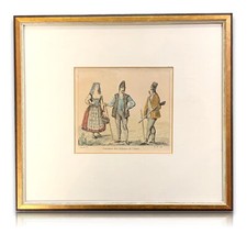 Alexandre Lacauchie - Kupferstich koloriert - historische Kleidung Istrien Kroat
