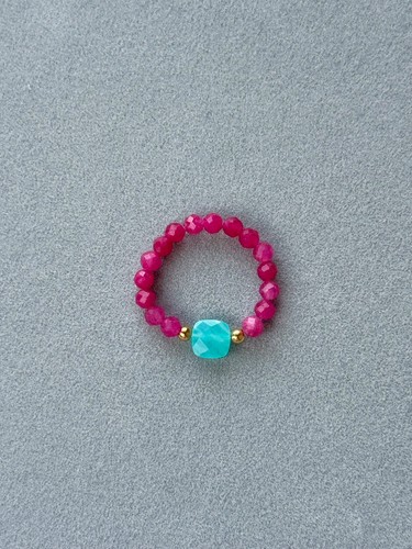 Ring mit amazonit auf - amazonit,