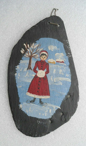 Bild schieferplatte handgemalt - schieferplatte,
