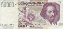 Geldschein Banknote Italien 50000 Lire 1992 - Guter Zustand