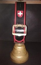 Original alte Kuhglocke Bronze Messing mit Lederriemen Berger Bärau Schweiz