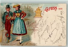13125939 - Werbung - Franck Kaffee - Gruss aus - Litho, Vierlaender Trachten