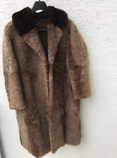 Echtes Fell Lammfell Mantel aus Indisch Lamm, beige mit Nerz Kragen Gr. 44-46