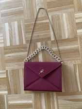NINA  RICCI Tasche dunkelrot Rips-Plissee dunkelrot NR Logo gold, Kette u Henkel