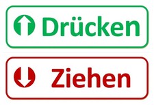 ☆ Klebeschild- Drücken / Ziehen - 196x65 Aufkleber Schild Türschild Eingang