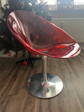 Philippe Starck, Eros Chair, rot, eiförmige Sitzschale, Kartell, made in italy