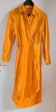 Zara Wickelkleid Stil Kleid Longleeve Mantel Lyocel Asymmetrisch Currygelb Gr S