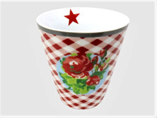 Krasilnikoff Mug Latte Cup ca. 10 cm Rosen/Karo Happy Mug