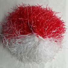 rot weiß Pompon Pompom Tanzwedel Puschel Party Cheerleading Fasching