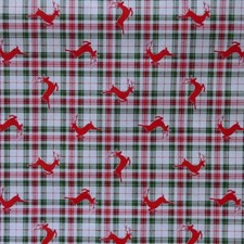 Dekostoff Rentier kariert rot