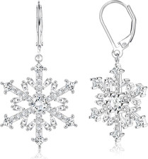Weihnachten Ohrringe Schneeflocke Silber 925 Damen Brisur baumelnd Geschenkbox