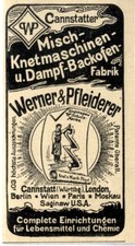 Cannstatter Misch-Knetmaschinen u.Dampf-Backofen Fabrik Werner & Pfleiderer 1904