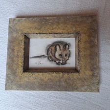 Aquarell Bild kleine Maus signiert S. Ben   Unikat in massivem Holzrahmen
