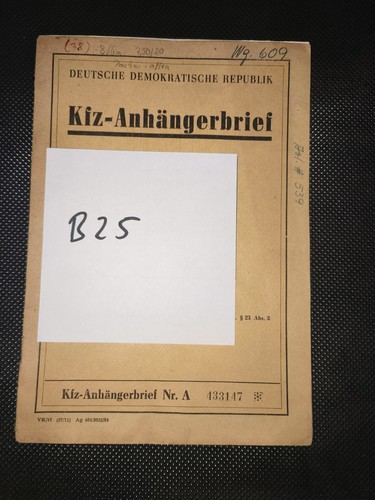 Ddr kfz brief - brief, anhänger