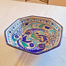 8-eckige tunesische farbenfrohe Dekoschale Obstschale Unikat antik Tunesien