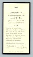 Sterbebild Marie Becker 1966 Neumarkt i.d.OPf. Nürnberg Regensburg