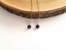 1 Paar Durchzieher Ohrringe Lapislazuli Stein Kugel Perle 333 Gold 8 Karat