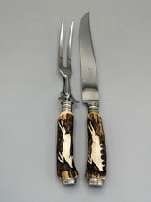 Wingen Othello Jagdbesteck zweiteiliges Tranchierbesteck Hirschhorn Solingen