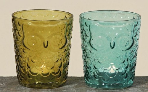 Windlicht eule h11cm glas - windlicht,