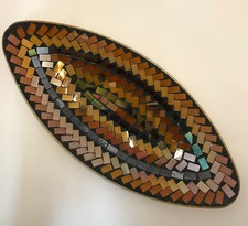 Schale Mosaik Glas Oval Gebogen Vorlageschale Servierschale 