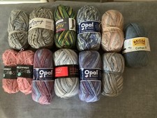 Wollpaket Sockenwolle mit Baumwolle 4-fach Reste ca. 1040g Strumpfwolle Wollrest