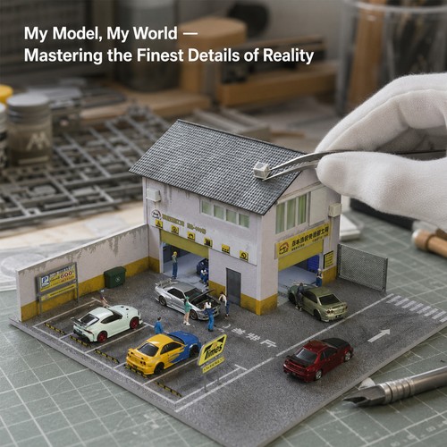 Diorama garage modell led - 1/64,
