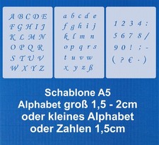 Schablonen Nr.39 Buchstaben 1,5cm -2cm groß, klein oder Zahlen Scrapbooking