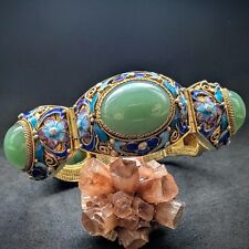 Vintage Armband Silber vergoldet Emaille Jadeit Jade alt China