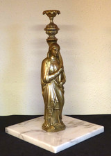 Antik Schwere große Jugendstil Bronze ?? Metall Figur Kerzen Leuchter ca. 5500gr
