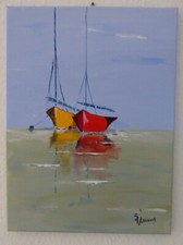 Bild Gemälde Malerei Kunst Modern Segelboot Handgemalt Maritim Segeln Boot Meer