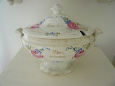 Alte Terrine“Hochzeitsterrine“ Shabby Brocante Oval Landhaus Keramik Rosendekor
