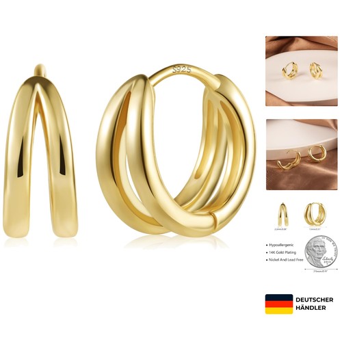 Damen doppel creolen gold 925 - damen,
