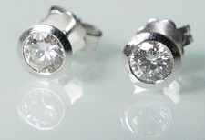 Paar Weißgold 585 Diamant Ohrstecker TOP QUALITÄT - zus. ca. 1ct  !/ VVS2 / W -