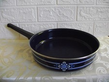 DDR Bratpfanne Emaile,blau,blauweißes Muster,Bakalitgriff,Vintage,shabby,Deko