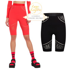 SPORTY LOGO NET BIKER SHORTS by Wolford S black schwarz Netz Hose Sportlich