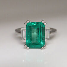 Ring Verlobungsring mit Smaragd und Baguette-Schliff in 950 Platin Handarbeit