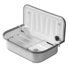 HS Ausgußbecken Ausgussbecken Stahl mit Rost und Ablauf emailliert