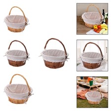 Obstkorb aus geflochtenem Rattan mit Griff minimalistisches Accessoire für Ostern rund