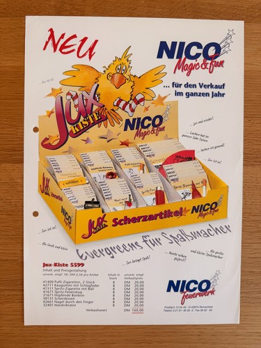 Alte nico feuerwerk werbung - nico,