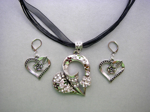 Kette herz ohrringe xl - kette,