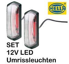 2x Hella LED Umrissleuchte rot/weiss Seitenmarkierungsleuchte Spurhalteleuchte