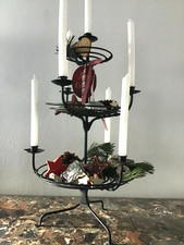 Große Etagere Leuchter dreistöckig oder 2stöckig Metall Schwarz H 68 cm B 37 cm