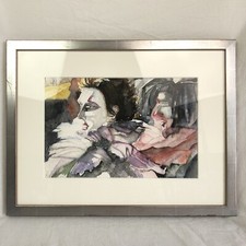 Marie-Luise Weber Original Aquarell Malerei signiert Passepartout Rahmen / Glas