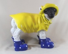 Gartenfigur Lamm ca. 47cm Schaf Regenmantel + Hut + Gummistiefel blau 3327