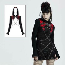 PUNK RAVE Red Snake Bolero Jacket Top Gothic Schwarz Rot Schlange Ketten Riemen