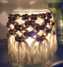 Windlicht Makramee Klein Glas