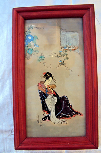 Hinterglasbild japan signiert - hinterglasbild,